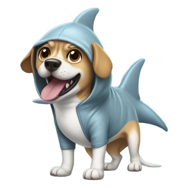 dog wearing shark onesie  sticker
