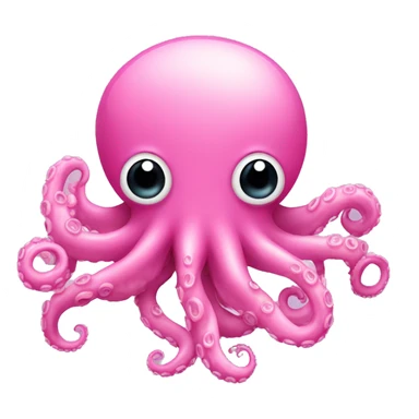 Pink fluffy octopus with light pink suction cups sticker