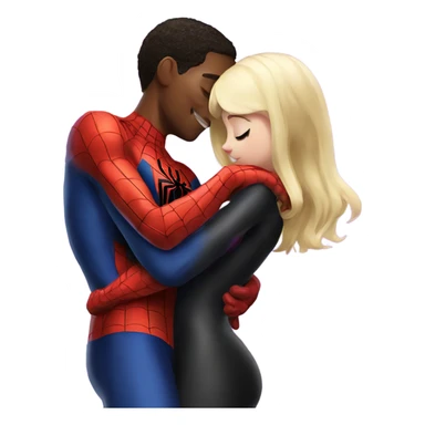 miles morales Spiderman hugging Gwen Stacy’s Spider-Man  sticker