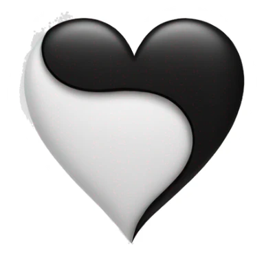 Half white half black heart where left half is white sticker