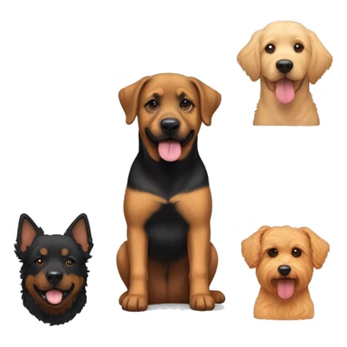 A female Rottweiler/ German Shepherd mix beside an apricot coloured malti poo sticker