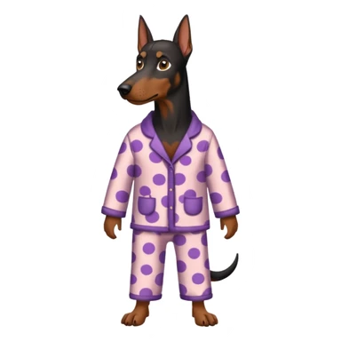Doberman with pajamas on sticker