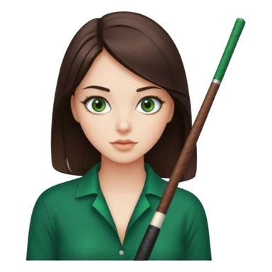 Beautiful brunette with pool cue sticker