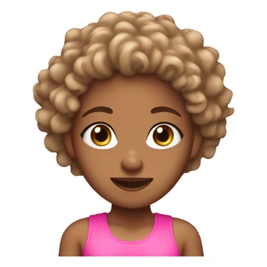 Tan girl with curly hair in pink gym wear  sticker