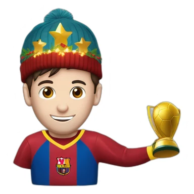 messi levantando la copa del munso con un gorro de navidad sticker