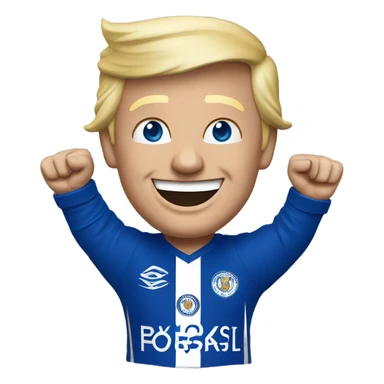Donald Trump cheering Leicester football club wearing kit victory  sticker