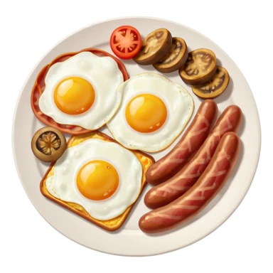 English Breakfast: Plate with eggs and bacon













 sticker