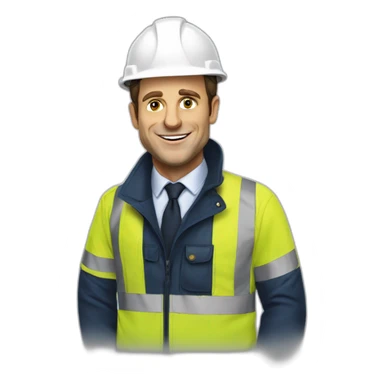 Emanuel Macron en tenu de chantier  sticker