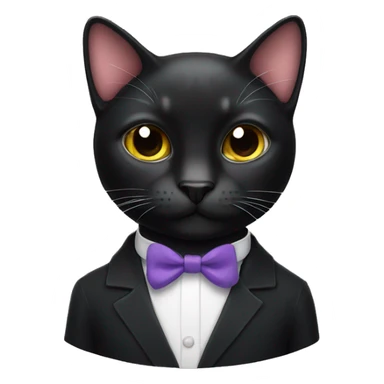 black cat wearing bow tie sticker
