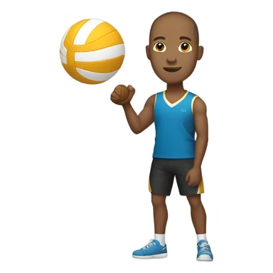 light brown skin tall guy buzz cut standing with volleyball sticker
