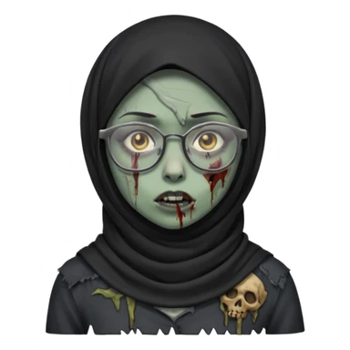 Black hijab zombie girl with glasses sticker