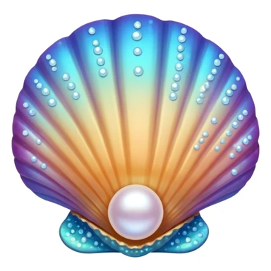 Sea shell with a pearl with sparkles and cute sticker