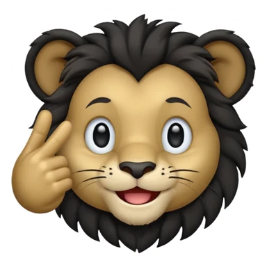 A cute black lion emoji in WhatsApp style, smiling and facing forward, making an OK hand gesture with his right hand and winking one eye. Flat design, soft gradients, rounded shapes, friendly expression, high contrast, clean vector look, centered on a transparent background. sticker