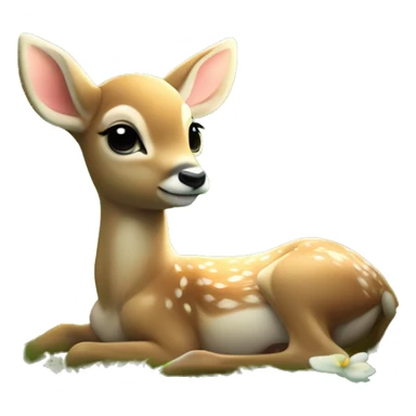 baby deer with delicate angel wings resting peacefully in a lush green meadow scene is soft sunlight filtering through the trees dreamy atmosphere sticker