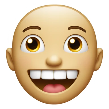 Show me a normal apple emoji with a person smiling teeth showing and fingers hooked into mouth sticker