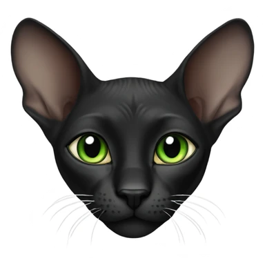 black sphinx cat with green eyes and a white spot on the mouth  sticker