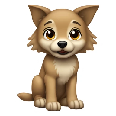 4 legs a light brown puppy-like wolf with black hair on its ears sticker