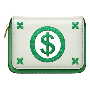 glitter white wallet green symbol $ sticker