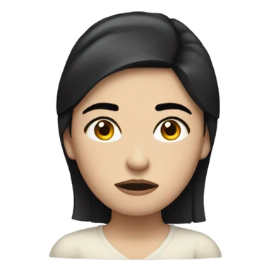 Pale woman black hair is frowning and heart broken sticker