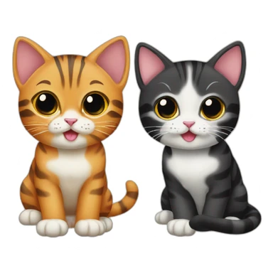 two-cats-bengal-and-cat-black-kitten-together sticker