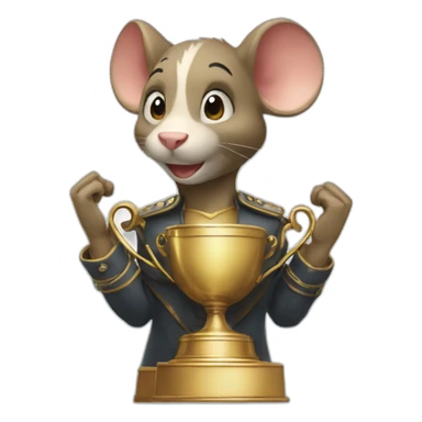 Augly rat winning a victory trophy sticker
