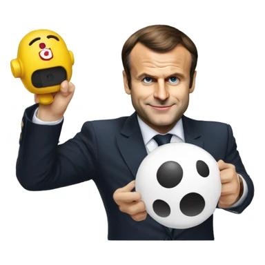 Emanuel Macron avec une manette de jeu sticker