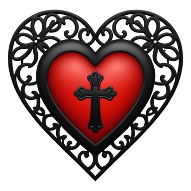 goth heart with a black lace heart cross sticker
