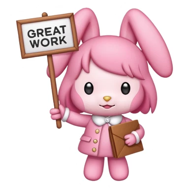 mymelody with sign that says great work sticker
