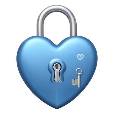 A blue shade heart-shaped lock with a silver key sticker