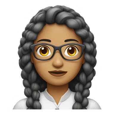 Uma mulher com cabelos longos e loiros liso,usando óculos de grau com armação preta com um colar de contas com uma pena . sticker