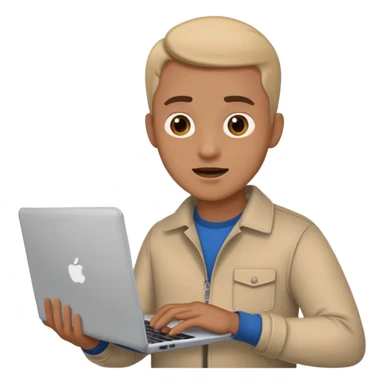 emoji of men which is holding a laptop and speaking sticker