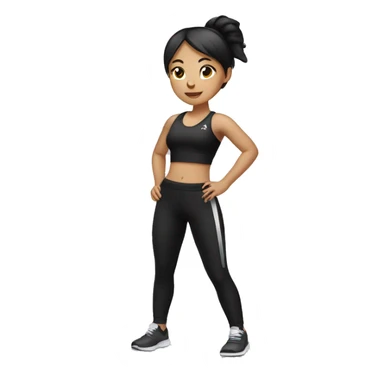  an asian girl wearing black gym wear  sticker