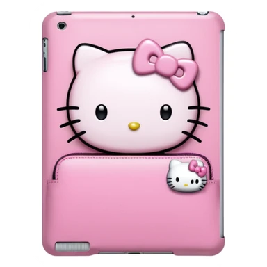 je veux un iPad rose cute avec une coque hello kitty sticker