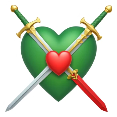a red heart pierced by a green sword, with the golden text 'MODS' on a white ribbon sticker