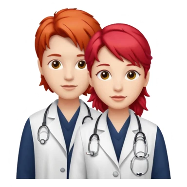 doctors with red hairclips sticker