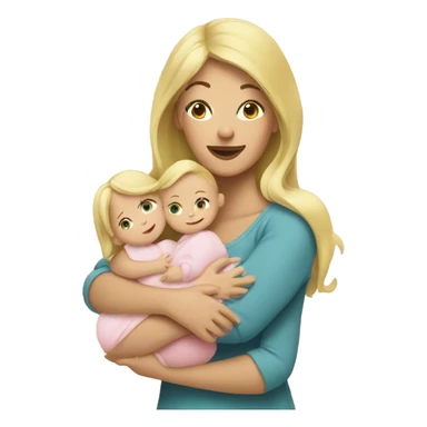 blonde woman holding three babies sticker
