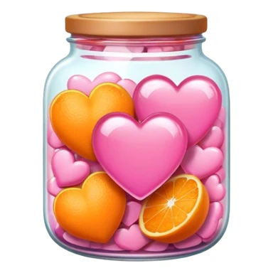 Jar of orange and pink hearts  sticker