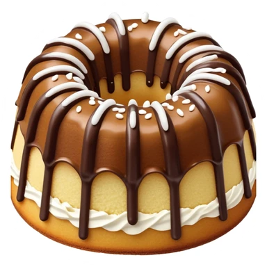 vanilla bundt cake with chocolate frosting and white sprinkles sticker
