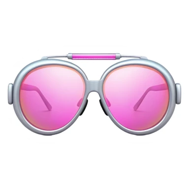 futuristic protective glasses with pink holographic lenses, high-tech design sticker