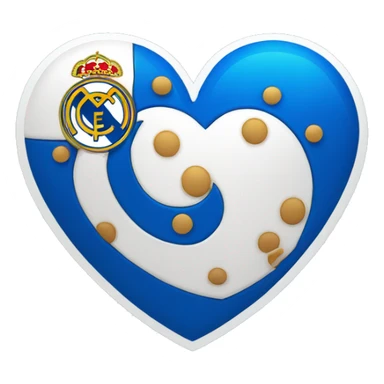 Real Madrid logo in a heart, half white and the other half blue sticker
