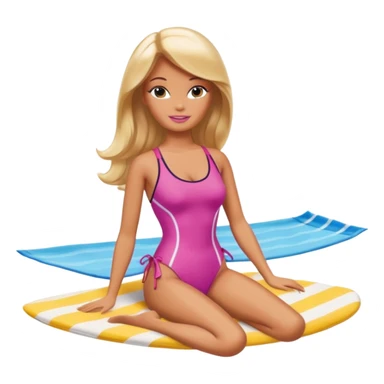 Barbie tanning on the beach  sticker