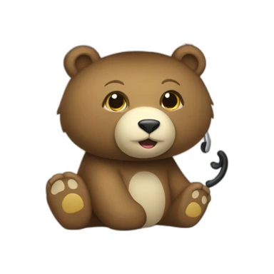 Chat dans les bras d’un ours avec parapluie sticker