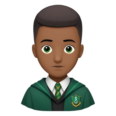 louis cordice is Blaise Zabini in harry potter, wear hogwarts slytherin uniform, Classic Buzz Cut hair, long face,thin, black skin sticker