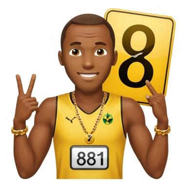 usain bolt avec un panneau affichant 9.58s derriere lui  sticker
