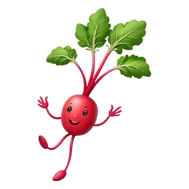 cool smiling radish with walking leg-shaped rootlets sticker
