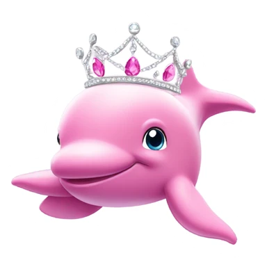 pink dolphin with a silver tiara and pink gems  sticker