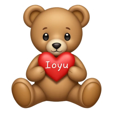 teddy bear with the words I love you written on it sticker