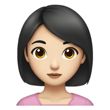 wasian girl with black hair and eyeliner from head to chest sticker