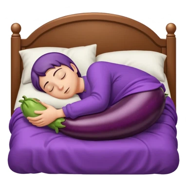 Person sleeping in bed dreaming of an eggplant sticker