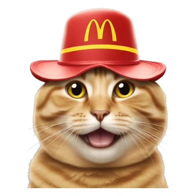 cat with mcdonalds hat sticker